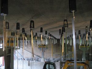 A series of acoustic hangers for a ceiling isolation